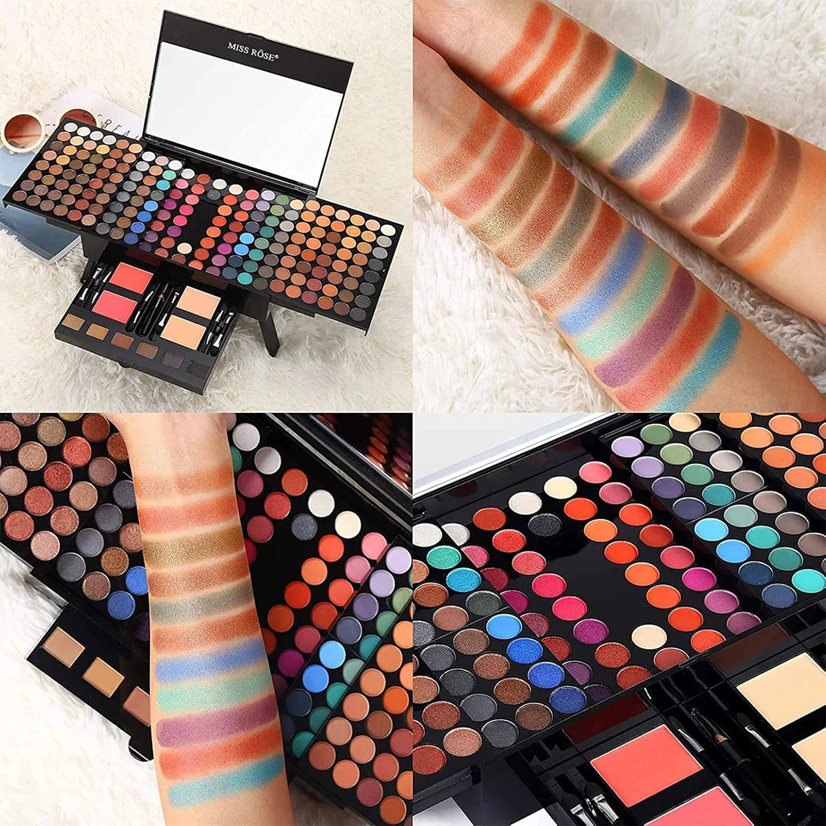 180 Colors Piano Eyeshadow Palette Matte & Shimmer Blush Set