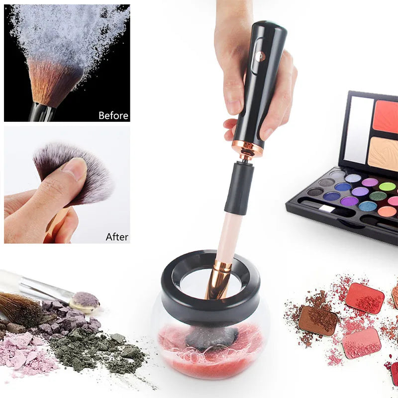 Electric makeup cleaning and drying machine brush