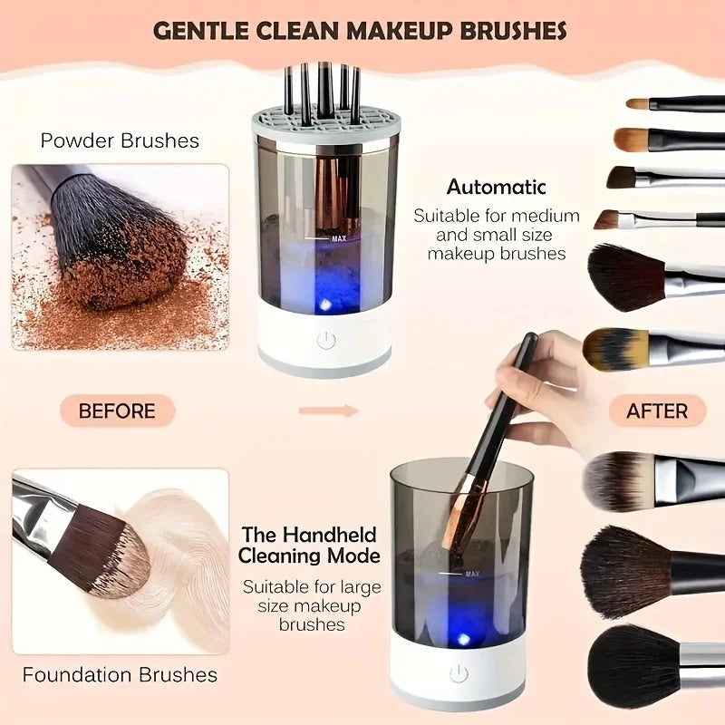Automatic makeup brush cleaner