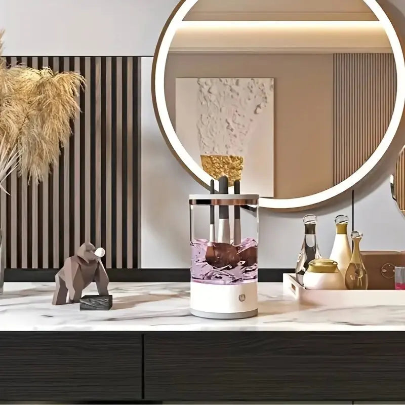 Automatic makeup brush cleaner
