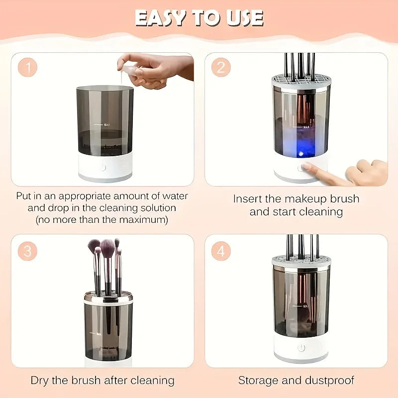 Automatic makeup brush cleaner